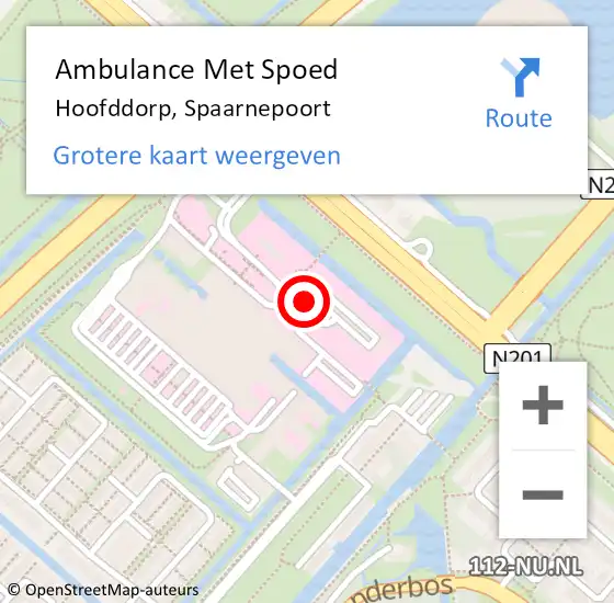 Locatie op kaart van de 112 melding: Ambulance Met Spoed Naar Hoofddorp, Spaarnepoort op 22 maart 2024 14:30