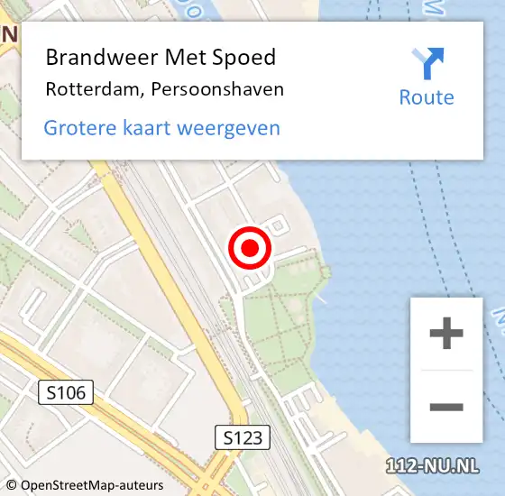 Locatie op kaart van de 112 melding: Brandweer Met Spoed Naar Rotterdam, Persoonshaven op 22 maart 2024 14:31