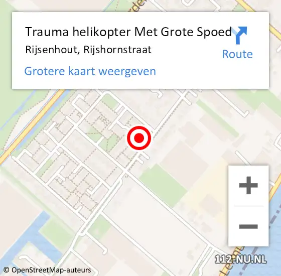 Locatie op kaart van de 112 melding: Trauma helikopter Met Grote Spoed Naar Rijsenhout, Rijshornstraat op 22 maart 2024 14:32