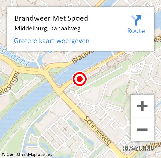 Locatie op kaart van de 112 melding: Brandweer Met Spoed Naar Middelburg, Kanaalweg op 22 maart 2024 14:42