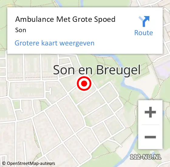 Locatie op kaart van de 112 melding: Ambulance Met Grote Spoed Naar Son op 22 maart 2024 14:54