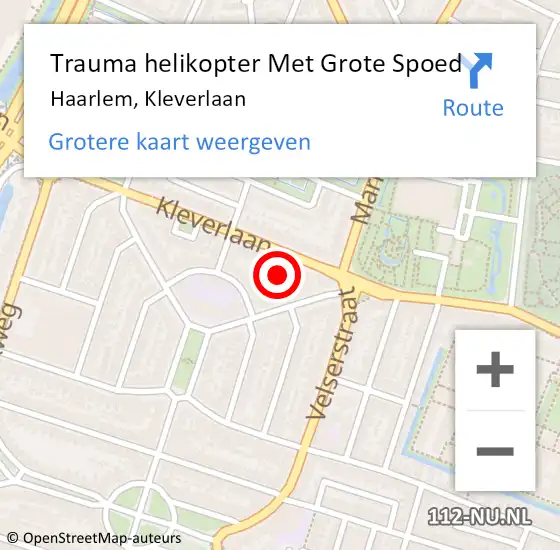 Locatie op kaart van de 112 melding: Trauma helikopter Met Grote Spoed Naar Haarlem, Kleverlaan op 22 maart 2024 15:06