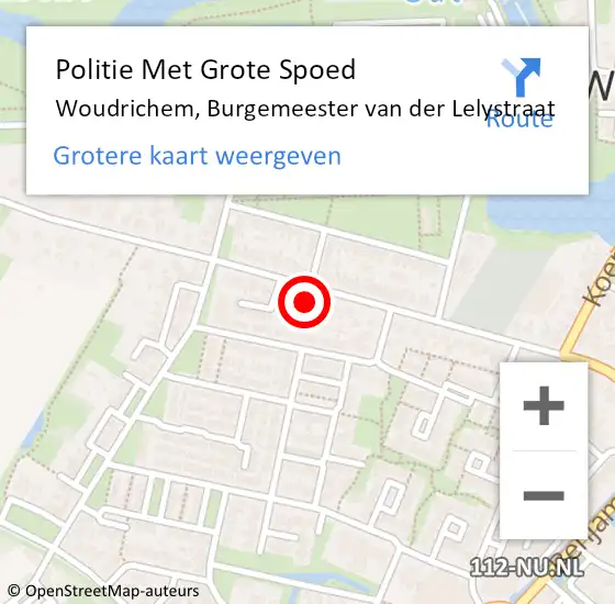 Locatie op kaart van de 112 melding: Politie Met Grote Spoed Naar Woudrichem, Burgemeester van der Lelystraat op 22 maart 2024 15:34