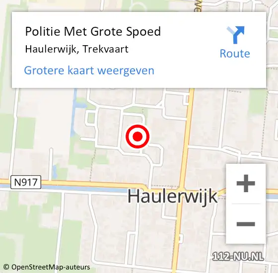Locatie op kaart van de 112 melding: Politie Met Grote Spoed Naar Haulerwijk, Trekvaart op 22 maart 2024 16:12