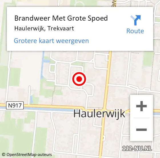 Locatie op kaart van de 112 melding: Brandweer Met Grote Spoed Naar Haulerwijk, Trekvaart op 22 maart 2024 16:13
