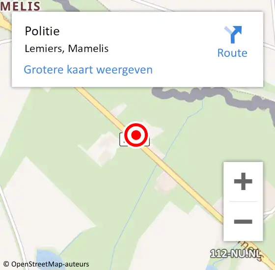 Locatie op kaart van de 112 melding: Politie Lemiers, Mamelis op 22 maart 2024 16:40