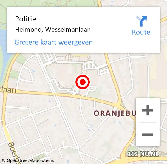 Locatie op kaart van de 112 melding: Politie Helmond, Wesselmanlaan op 22 maart 2024 17:26