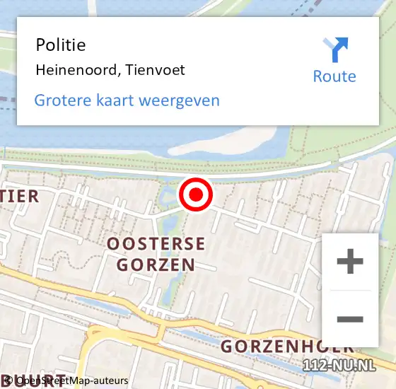 Locatie op kaart van de 112 melding: Politie Heinenoord, Tienvoet op 22 maart 2024 17:49