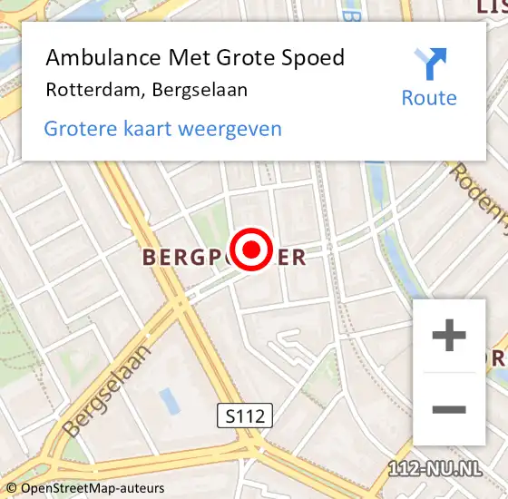 Locatie op kaart van de 112 melding: Ambulance Met Grote Spoed Naar Rotterdam, Bergselaan op 22 maart 2024 18:01