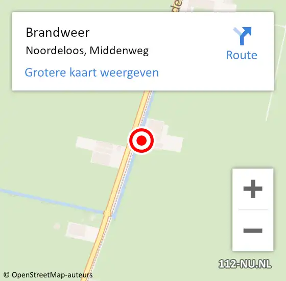 Locatie op kaart van de 112 melding: Brandweer Noordeloos, Middenweg op 22 maart 2024 18:13