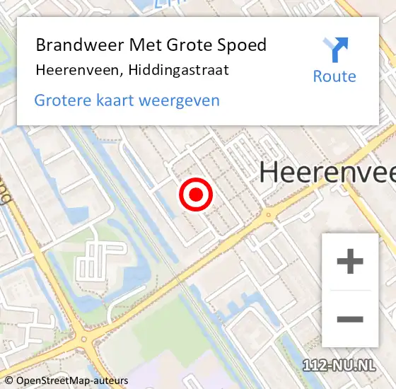 Locatie op kaart van de 112 melding: Brandweer Met Grote Spoed Naar Heerenveen, Hiddingastraat op 22 maart 2024 18:22