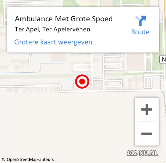 Locatie op kaart van de 112 melding: Ambulance Met Grote Spoed Naar Ter Apel, Ter Apelervenen op 22 maart 2024 19:15