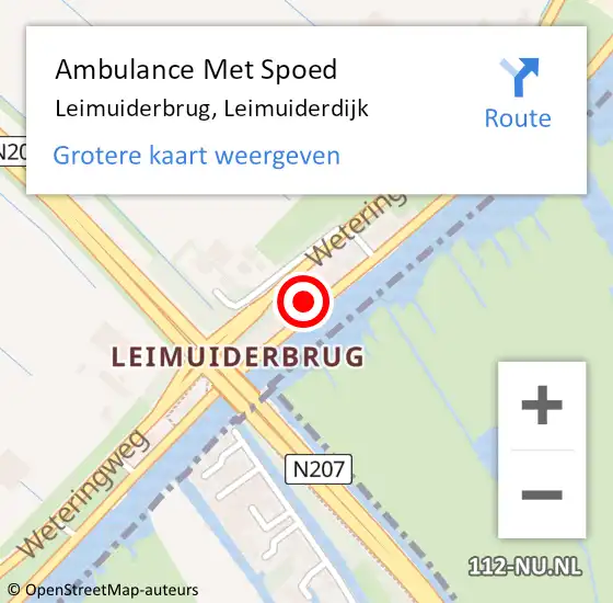 Locatie op kaart van de 112 melding: Ambulance Met Spoed Naar Leimuiderbrug, Leimuiderdijk op 22 maart 2024 19:22