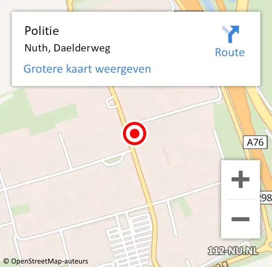 Locatie op kaart van de 112 melding: Politie Nuth, Daelderweg op 22 maart 2024 19:25