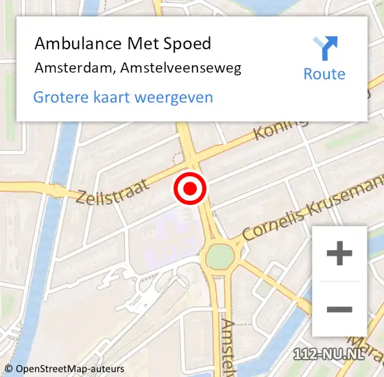 Locatie op kaart van de 112 melding: Ambulance Met Spoed Naar Amsterdam, Amstelveenseweg op 22 maart 2024 19:29