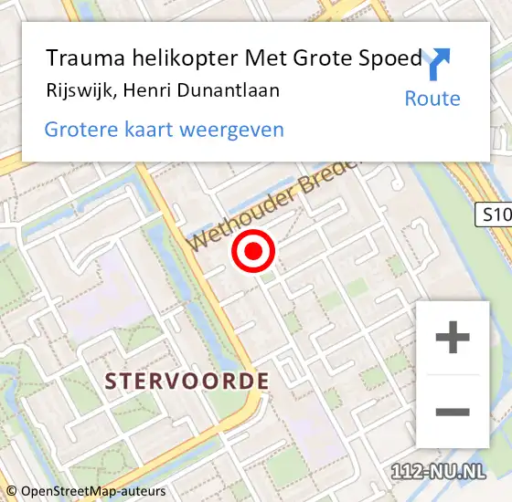 Locatie op kaart van de 112 melding: Trauma helikopter Met Grote Spoed Naar Rijswijk, Henri Dunantlaan op 22 maart 2024 19:29