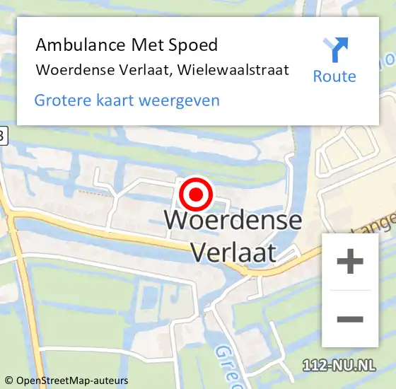 Locatie op kaart van de 112 melding: Ambulance Met Spoed Naar Woerdense Verlaat, Wielewaalstraat op 22 maart 2024 20:11