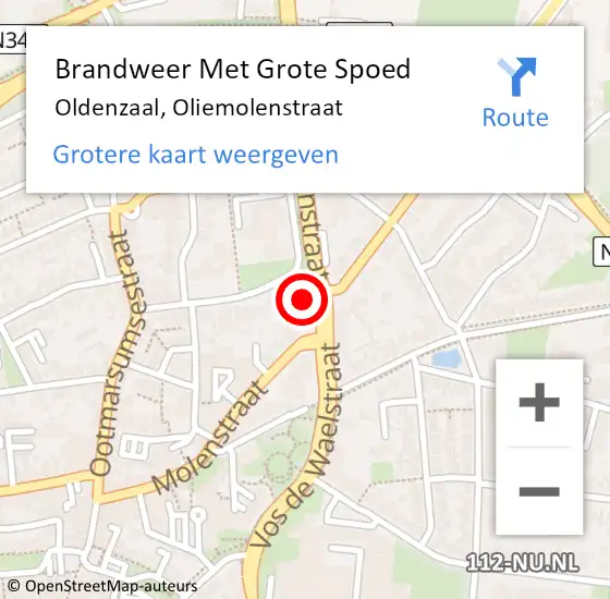Locatie op kaart van de 112 melding: Brandweer Met Grote Spoed Naar Oldenzaal, Oliemolenstraat op 22 maart 2024 20:29