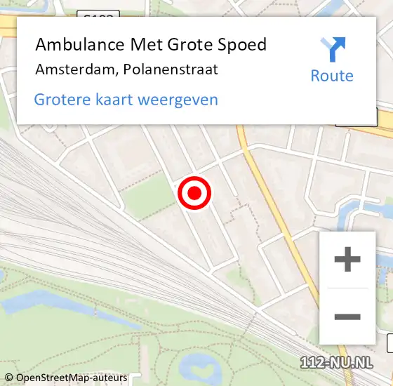 Locatie op kaart van de 112 melding: Ambulance Met Grote Spoed Naar Amsterdam, Polanenstraat op 22 maart 2024 21:08