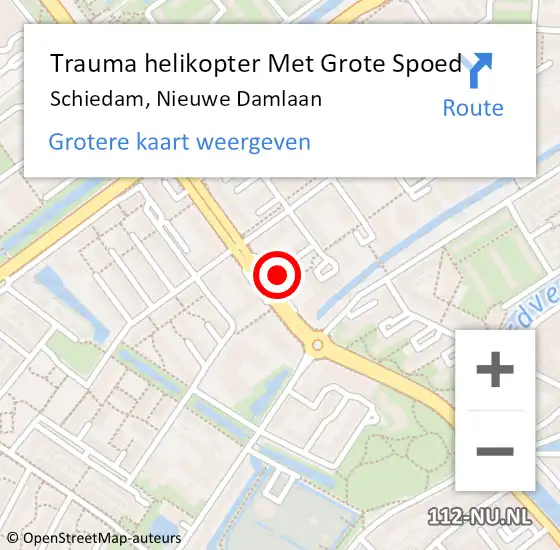 Locatie op kaart van de 112 melding: Trauma helikopter Met Grote Spoed Naar Schiedam, Nieuwe Damlaan op 22 maart 2024 21:24