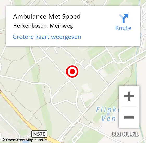 Locatie op kaart van de 112 melding: Ambulance Met Spoed Naar Herkenbosch, Meinweg op 22 maart 2024 21:41