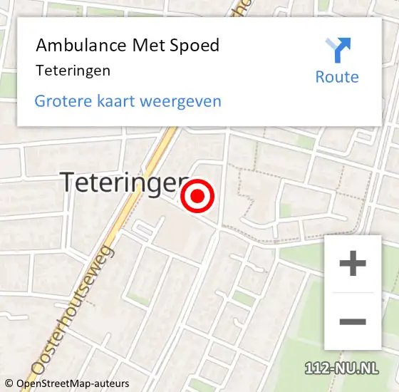 Locatie op kaart van de 112 melding: Ambulance Met Spoed Naar Teteringen op 22 maart 2024 21:45