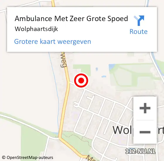 Locatie op kaart van de 112 melding: Ambulance Met Zeer Grote Spoed Naar Wolphaartsdijk op 22 maart 2024 21:57