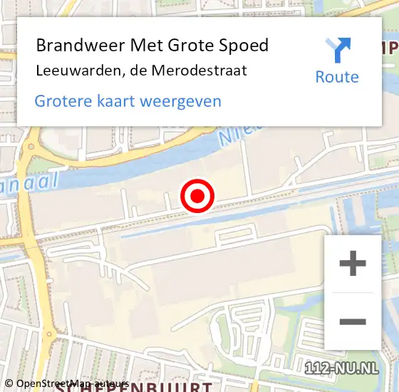 Locatie op kaart van de 112 melding: Brandweer Met Grote Spoed Naar Leeuwarden, de Merodestraat op 22 maart 2024 22:41