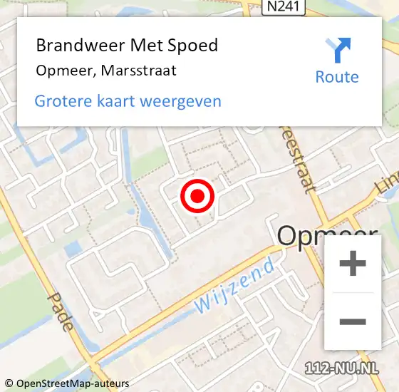 Locatie op kaart van de 112 melding: Brandweer Met Spoed Naar Opmeer, Marsstraat op 22 maart 2024 22:44