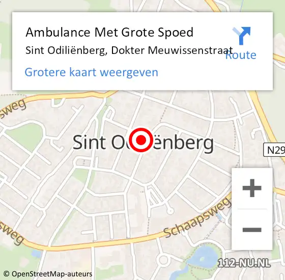 Locatie op kaart van de 112 melding: Ambulance Met Grote Spoed Naar Sint Odiliënberg, Dokter Meuwissenstraat op 22 maart 2024 22:54