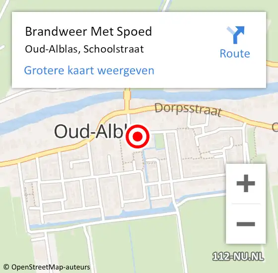 Locatie op kaart van de 112 melding: Brandweer Met Spoed Naar Oud-Alblas, Schoolstraat op 22 maart 2024 23:03