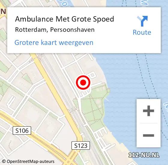Locatie op kaart van de 112 melding: Ambulance Met Grote Spoed Naar Rotterdam, Persoonshaven op 23 maart 2024 00:07