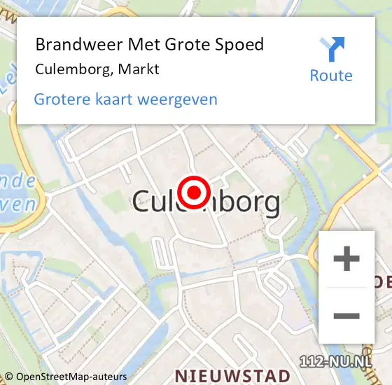Locatie op kaart van de 112 melding: Brandweer Met Grote Spoed Naar Culemborg, Markt op 23 maart 2024 00:07