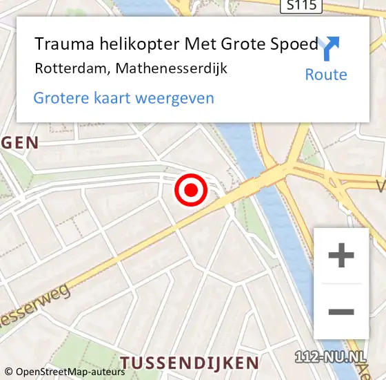 Locatie op kaart van de 112 melding: Trauma helikopter Met Grote Spoed Naar Rotterdam, Mathenesserdijk op 23 maart 2024 00:07