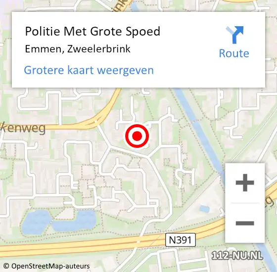 Locatie op kaart van de 112 melding: Politie Met Grote Spoed Naar Emmen, Zweelerbrink op 23 maart 2024 00:56