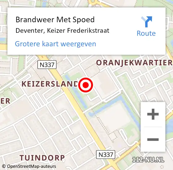 Locatie op kaart van de 112 melding: Brandweer Met Spoed Naar Deventer, Keizer Frederikstraat op 23 maart 2024 01:10