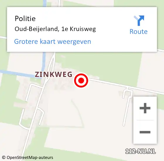 Locatie op kaart van de 112 melding: Politie Oud-Beijerland, 1e Kruisweg op 23 maart 2024 01:10