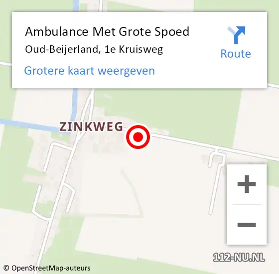 Locatie op kaart van de 112 melding: Ambulance Met Grote Spoed Naar Oud-Beijerland, 1e Kruisweg op 23 maart 2024 01:10