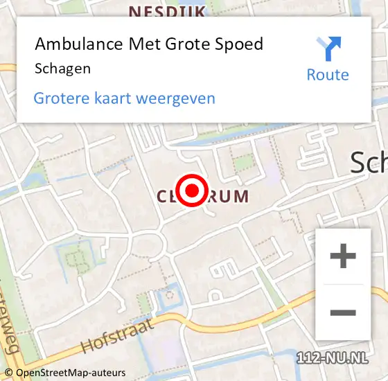 Locatie op kaart van de 112 melding: Ambulance Met Grote Spoed Naar Schagen op 23 maart 2024 02:13