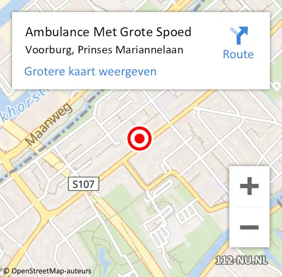 Locatie op kaart van de 112 melding: Ambulance Met Grote Spoed Naar Voorburg, Prinses Mariannelaan op 23 maart 2024 02:20