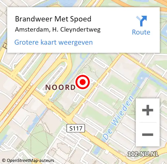 Locatie op kaart van de 112 melding: Brandweer Met Spoed Naar Amsterdam, H. Cleyndertweg op 23 maart 2024 03:37