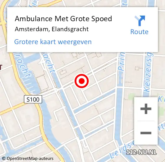 Locatie op kaart van de 112 melding: Ambulance Met Grote Spoed Naar Amsterdam, Elandsgracht op 23 maart 2024 05:43