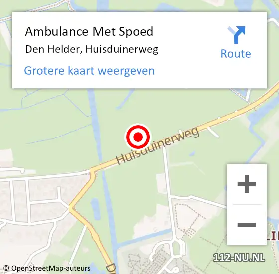 Locatie op kaart van de 112 melding: Ambulance Met Spoed Naar Den Helder, Huisduinerweg op 23 maart 2024 07:53