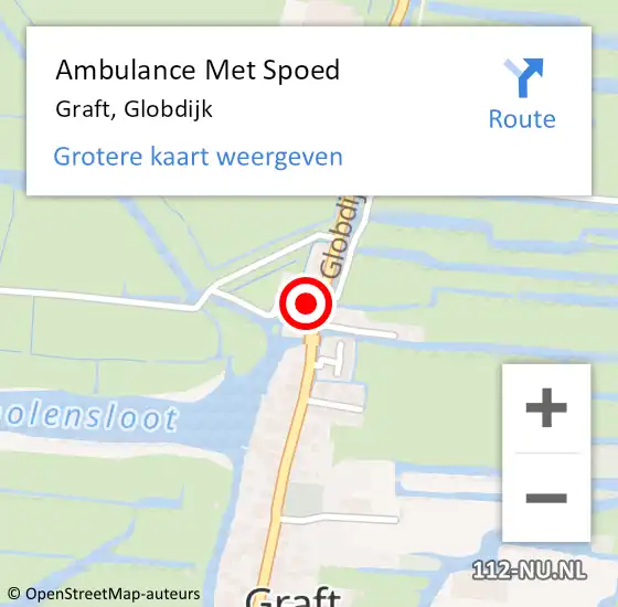 Locatie op kaart van de 112 melding: Ambulance Met Spoed Naar Graft, Globdijk op 23 maart 2024 08:04