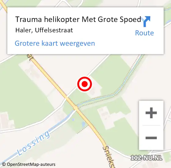 Locatie op kaart van de 112 melding: Trauma helikopter Met Grote Spoed Naar Haler, Uffelsestraat op 23 maart 2024 08:22