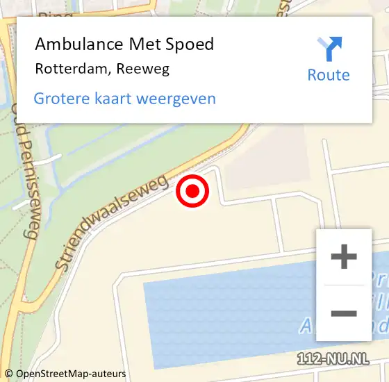 Locatie op kaart van de 112 melding: Ambulance Met Spoed Naar Rotterdam, Reeweg op 23 maart 2024 08:40