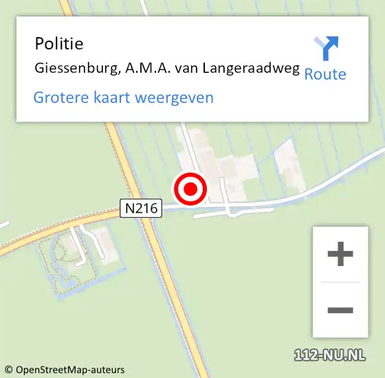 Locatie op kaart van de 112 melding: Politie Giessenburg, A.M.A. van Langeraadweg op 23 maart 2024 09:01