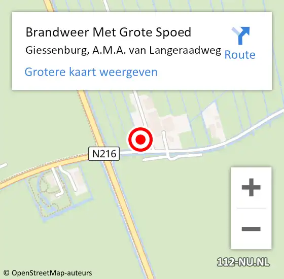 Locatie op kaart van de 112 melding: Brandweer Met Grote Spoed Naar Giessenburg, A.M.A. van Langeraadweg op 23 maart 2024 09:11