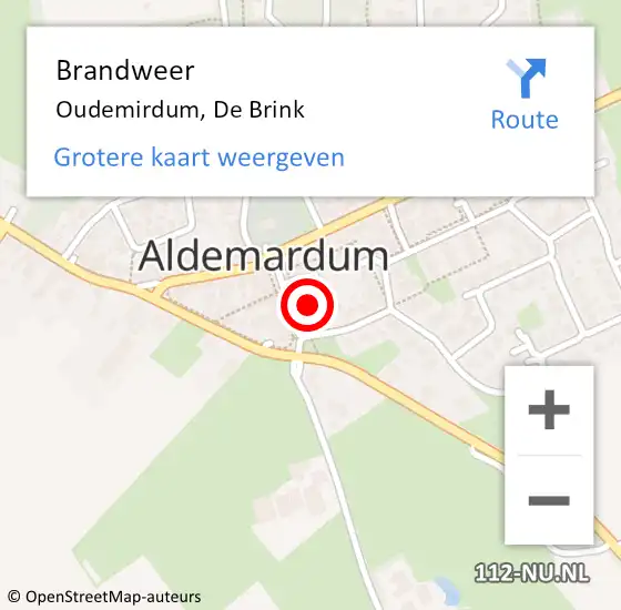 Locatie op kaart van de 112 melding: Brandweer Oudemirdum, De Brink op 23 maart 2024 11:25