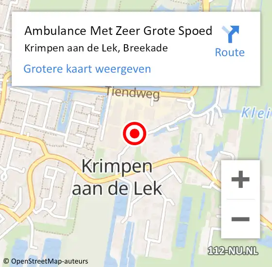 Locatie op kaart van de 112 melding: Ambulance Met Zeer Grote Spoed Naar Krimpen aan de Lek, Breekade op 23 maart 2024 11:30